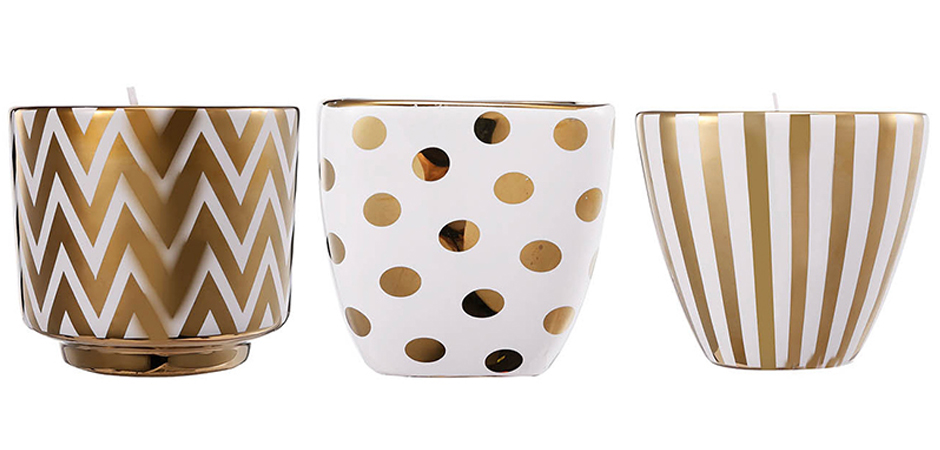Набор из 3-х подсвечников Gold & White Ornament Набор из 3-х подсвечников Gold & White Ornament - Loft-Concept в Кирове