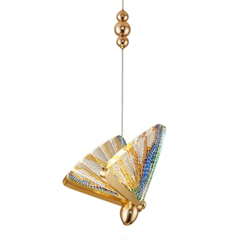 Butterfly Pendant Lamp Colored glass J Мульти Глянцевое золото Butterfly Pendant Lamp Colored glass J Мульти Глянцевое золото в Кирове | Loft Concept