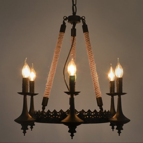 Люстра 6-Light Rustic Chandelier Черный Люстра 6-Light Rustic Chandelier Черный в Кирове | Loft Concept