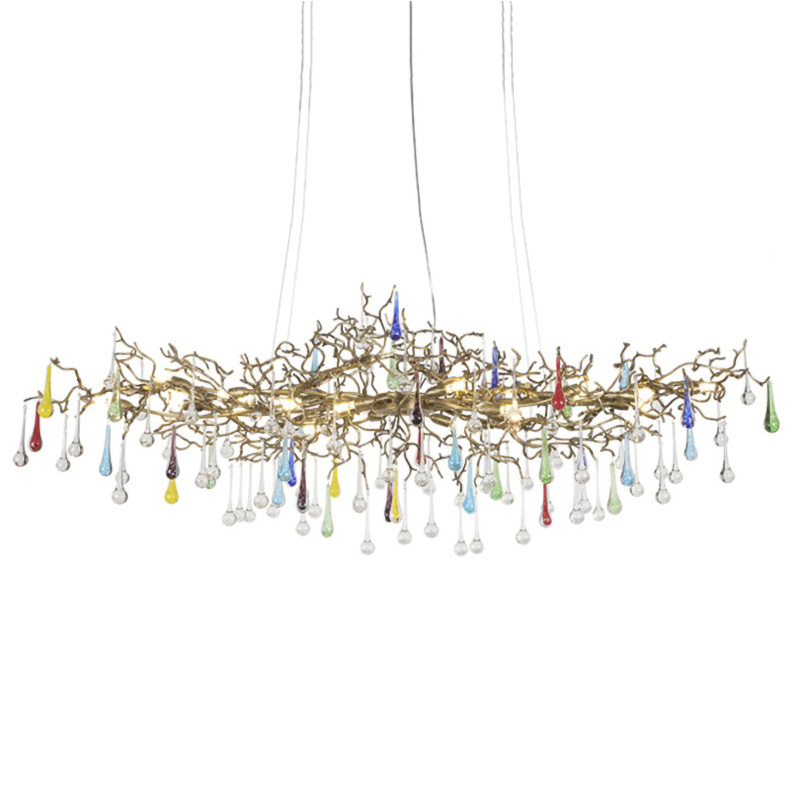 Люстра Waterfall Chandelier Colored Drops Золотой Прозрачный Мульти Люстра Waterfall Chandelier Colored Drops Золотой Прозрачный Мульти в Кирове | Loft Concept
