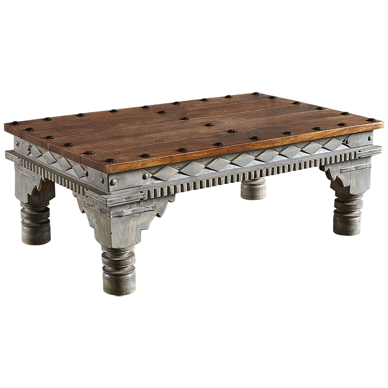 Кофейный стол из массива манго Kerala Grey Mango Coffee Table Коричневый Серый Кофейный стол из массива манго Kerala Grey Mango Coffee Table Коричневый Серый в Кирове | Loft Concept