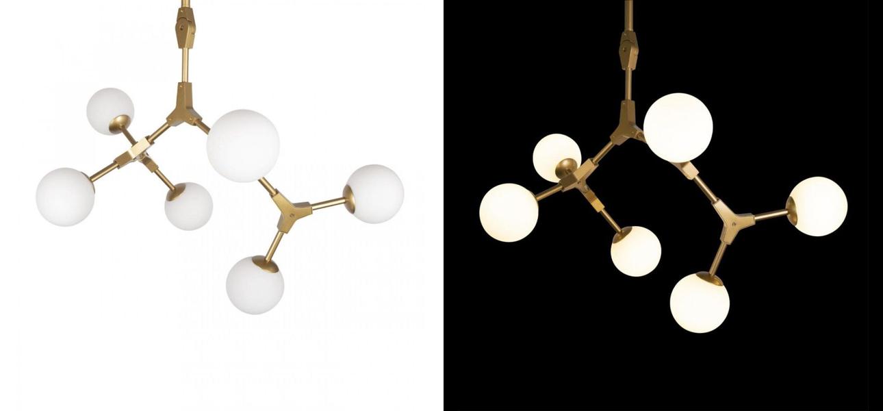 Люстра светодиодная CHERRY BOMB Золотой цвет 6 плафонов - фото