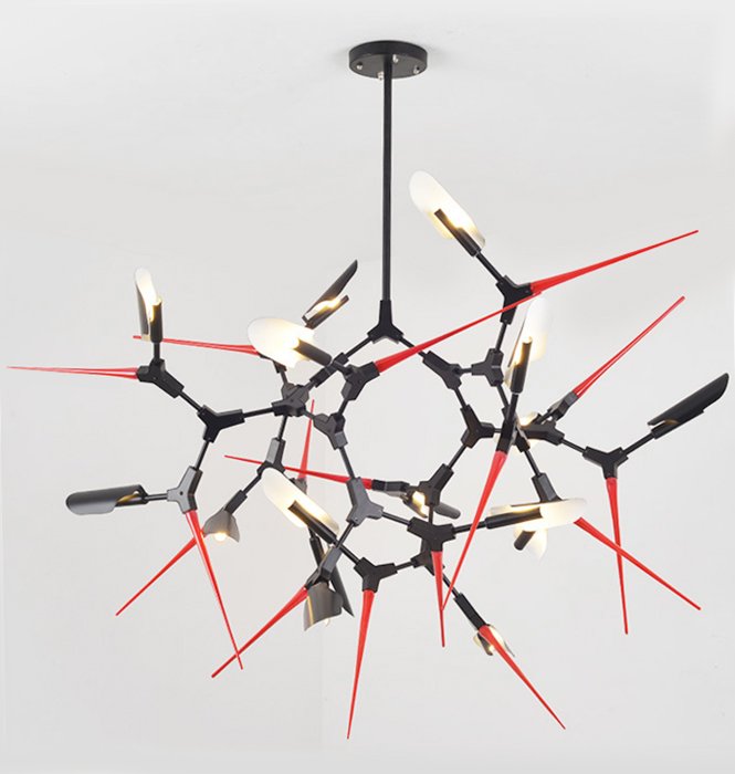 Люстра Red Spikes Chandelier 16 Черный Красный Люстра Red Spikes Chandelier 16 Черный Красный в Кирове | Loft Concept