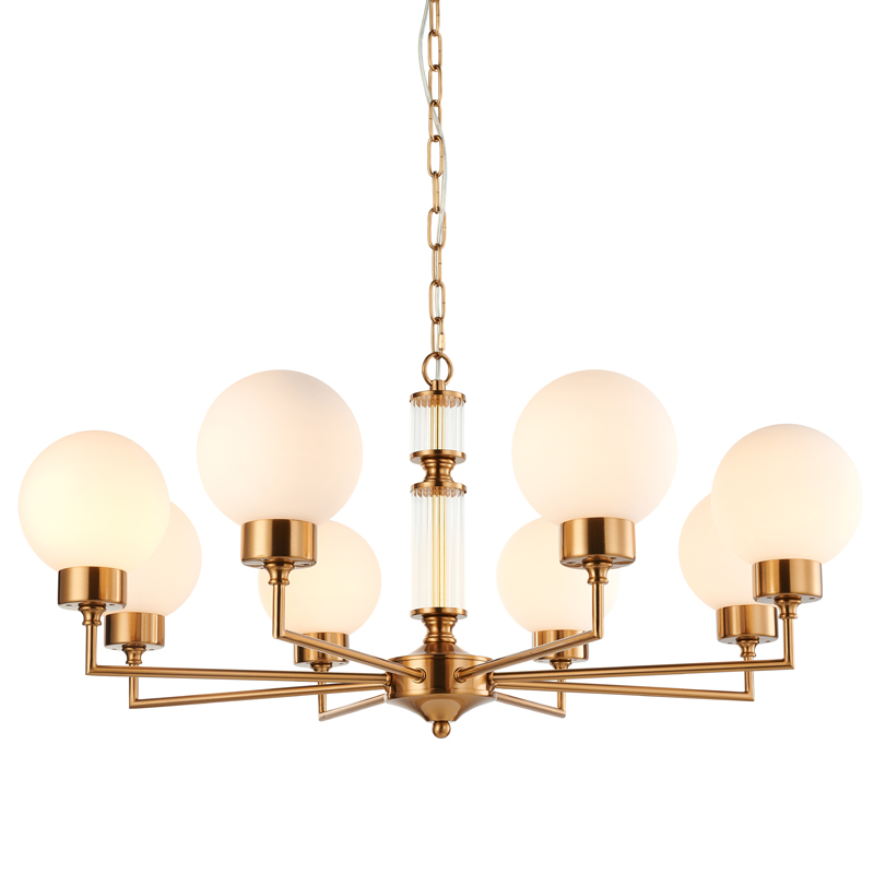 Люстра Zibille Chandelier Brass 78 Латунь Белое матовое стекло Прозрачный Люстра Zibille Chandelier Brass 78 Латунь Белое матовое стекло Прозрачный в Кирове | Loft Concept