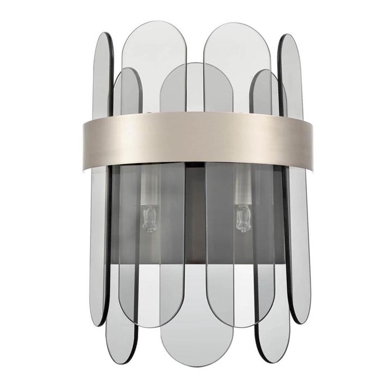 Бра Decorative Oval Smoky Plates Sconce Дымчатый (Smoke) Никель Сатин Бра Decorative Oval Smoky Plates Sconce Дымчатый (Smoke) Никель Сатин в Кирове | Loft Concept