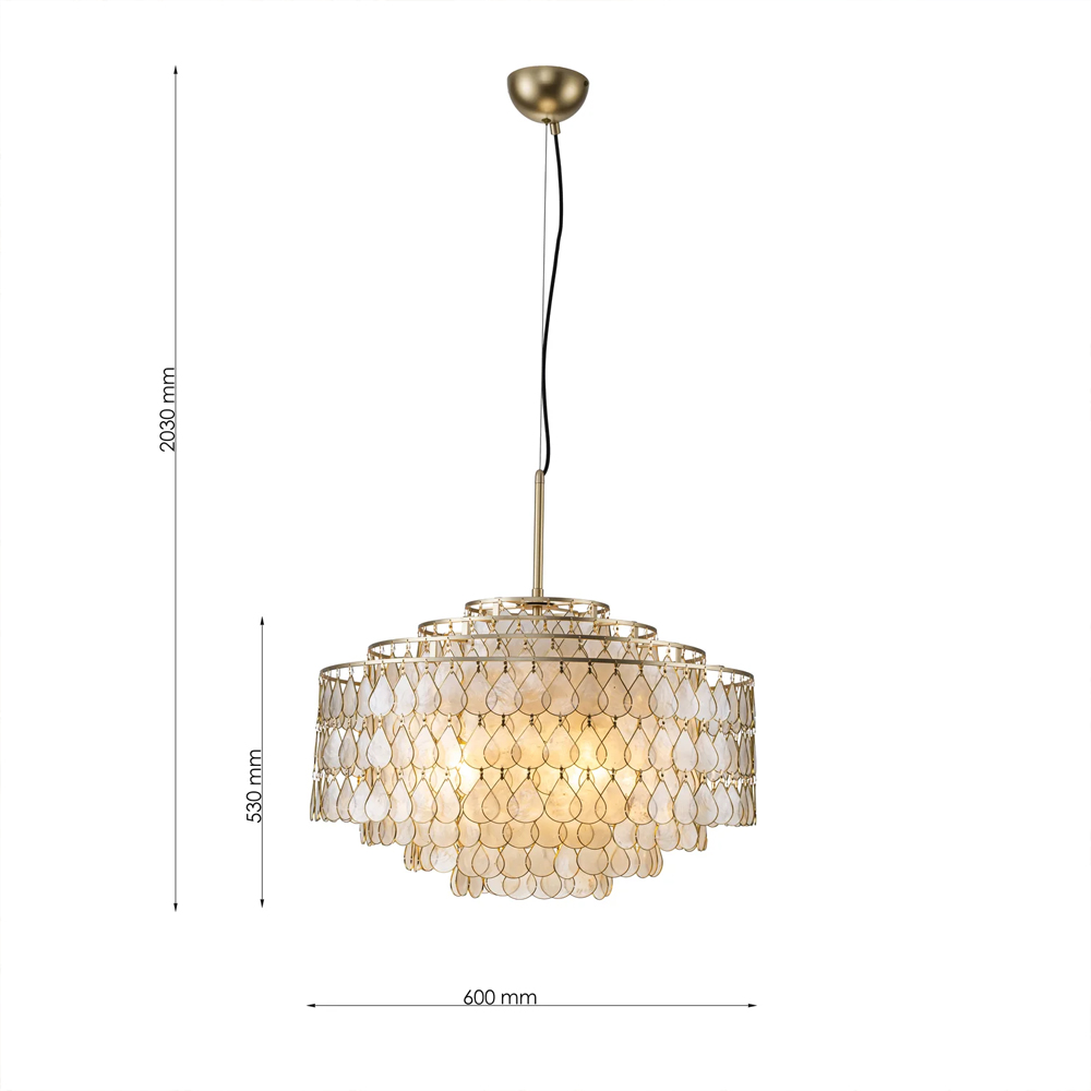 Люстра многоярусная с декором из натуральной морской ракушки Iridescent Light в Кирове