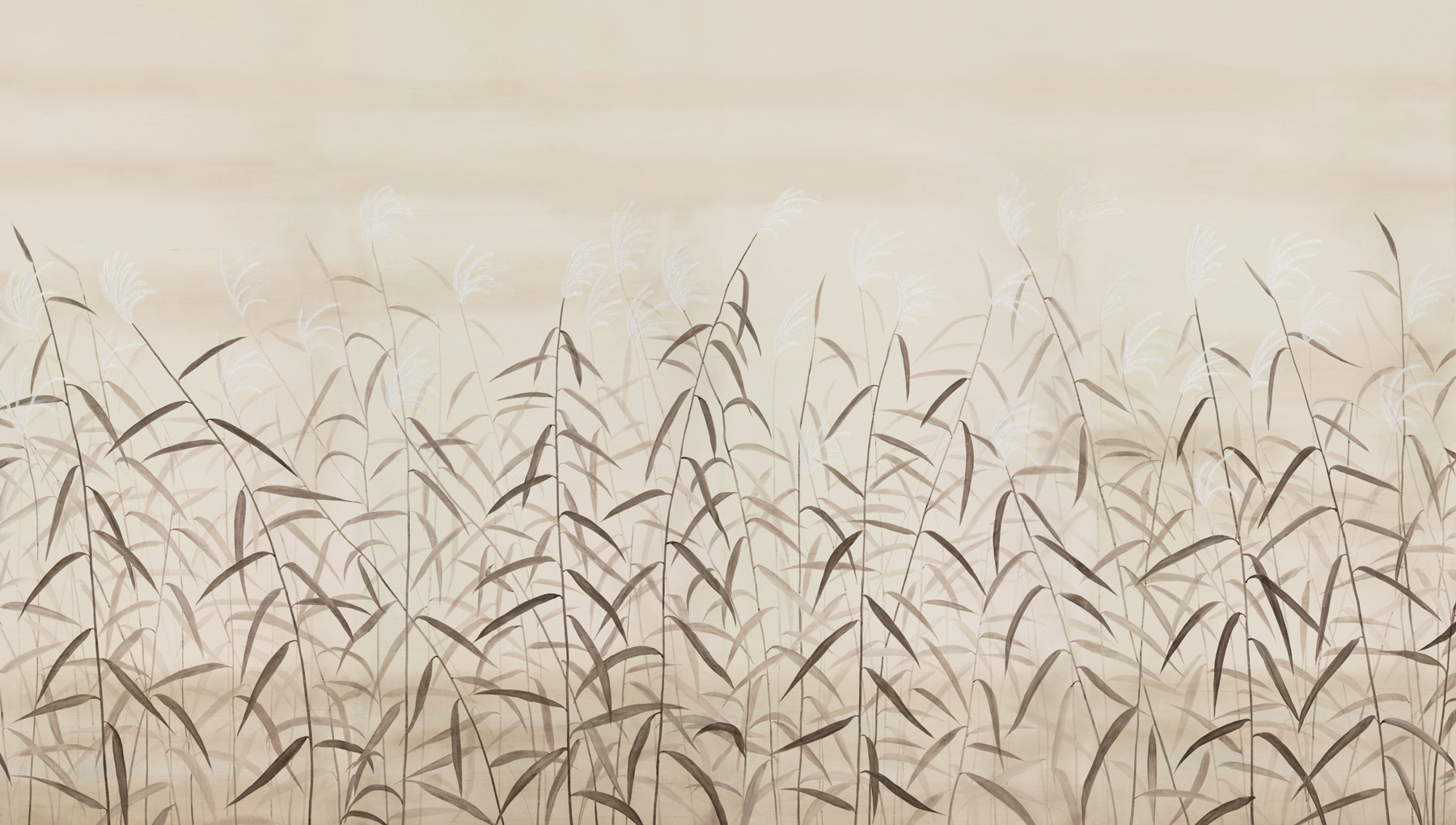 Обои ручная роспись Wild Grasses Original colourway on Bleached Silver slub silk with embroidery Обои ручная роспись Wild Grasses Original colourway on Bleached Silver slub silk with embroidery - постер Loft-Concept в Кирове