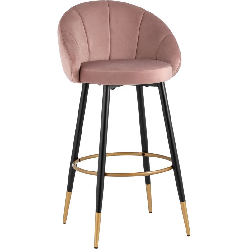 Барный Стул Alberto Chair Розовый Велюр Розовый пастельный Черный Золотой в Кирове | Loft Concept 