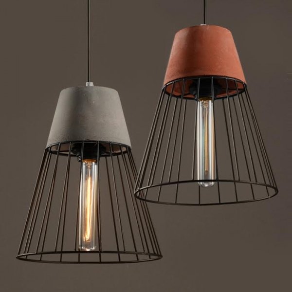 Подвесной светильник Cement Droplight Pendant Light cone Серый Красный Черный в Кирове | Loft Concept 
