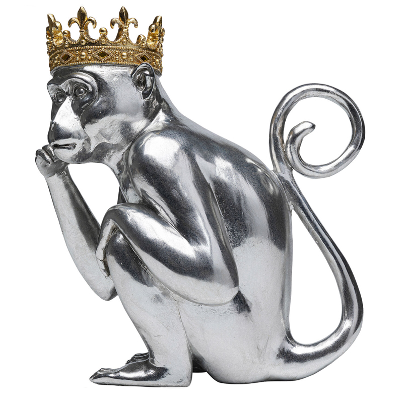 Статуэтка обезьяна в короне серебряная Golden Monkey Сатиновое Серебро Золотой Статуэтка обезьяна в короне серебряная Golden Monkey Сатиновое Серебро Золотой в Кирове | Loft Concept