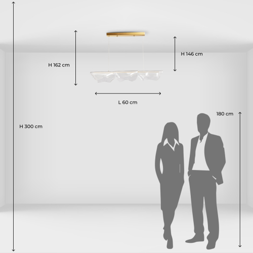 Люстра линейная с 3-мя белыми волнистыми плафонами Wave Line в Кирове
