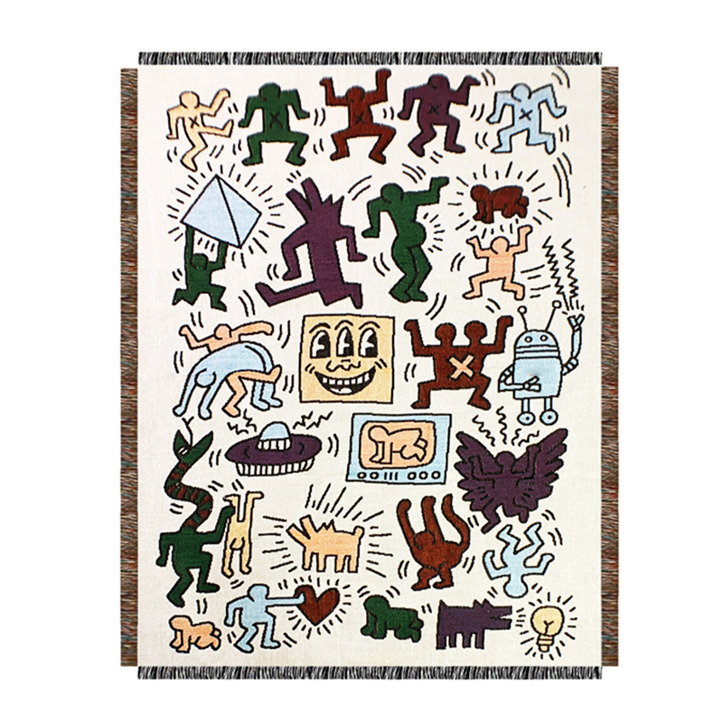 Покрывало граффити Кит Харинг Keith Haring Bed Сover Мульти Покрывало граффити Кит Харинг Keith Haring Bed Сover Мульти в Кирове | Loft Concept