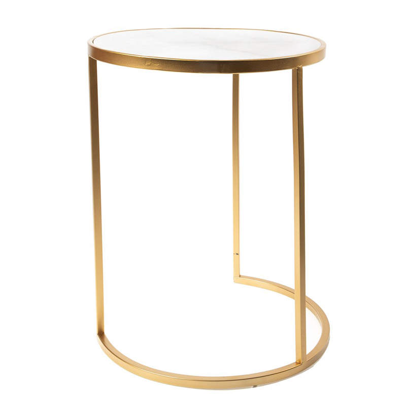 Приставной стол Round Table Marble gold белый мрамор Белый Мрамор Bianco Золотой в Кирове | Loft Concept 