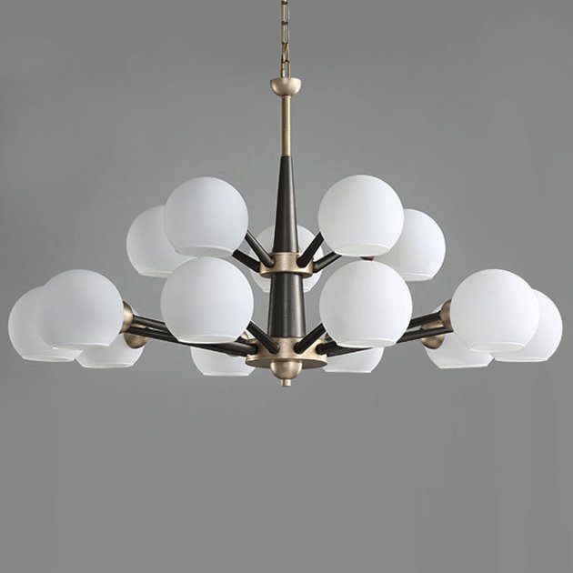 Люстра Thalia chandelier White glass 15 Золотой Белый Черный Люстра Thalia chandelier White glass 15 Золотой Белый Черный в Кирове | Loft Concept