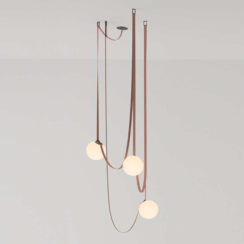 Vibia PLUSMINUS Серия подвесных светильников с белыми шарообразными плафонами из стекла на красных текстильных ремнях Красный Белый Vibia PLUSMINUS Серия подвесных светильников с белыми шарообразными плафонами из стекла на красных текстильных ремнях Красный Белый в Кирове | Loft Concept