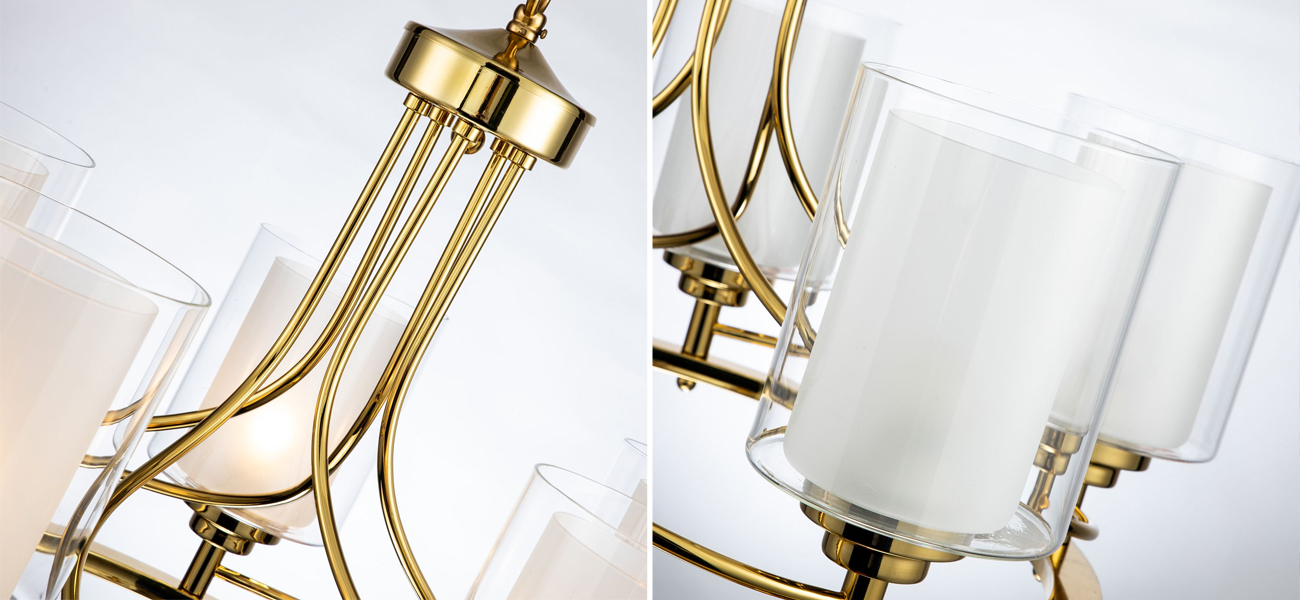 Люстра с двойными плафономи Gold Helix 5 ламп - фото №1