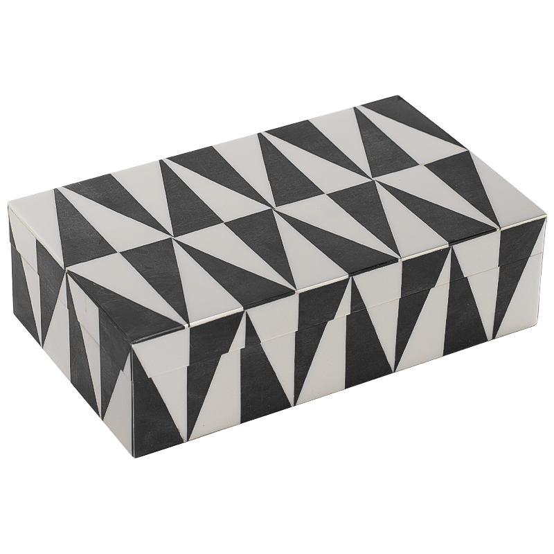 Шкатулка Black White Triangles Bone Inlay Черно-белый Шкатулка Black White Triangles Bone Inlay Черно-белый в Кирове | Loft Concept