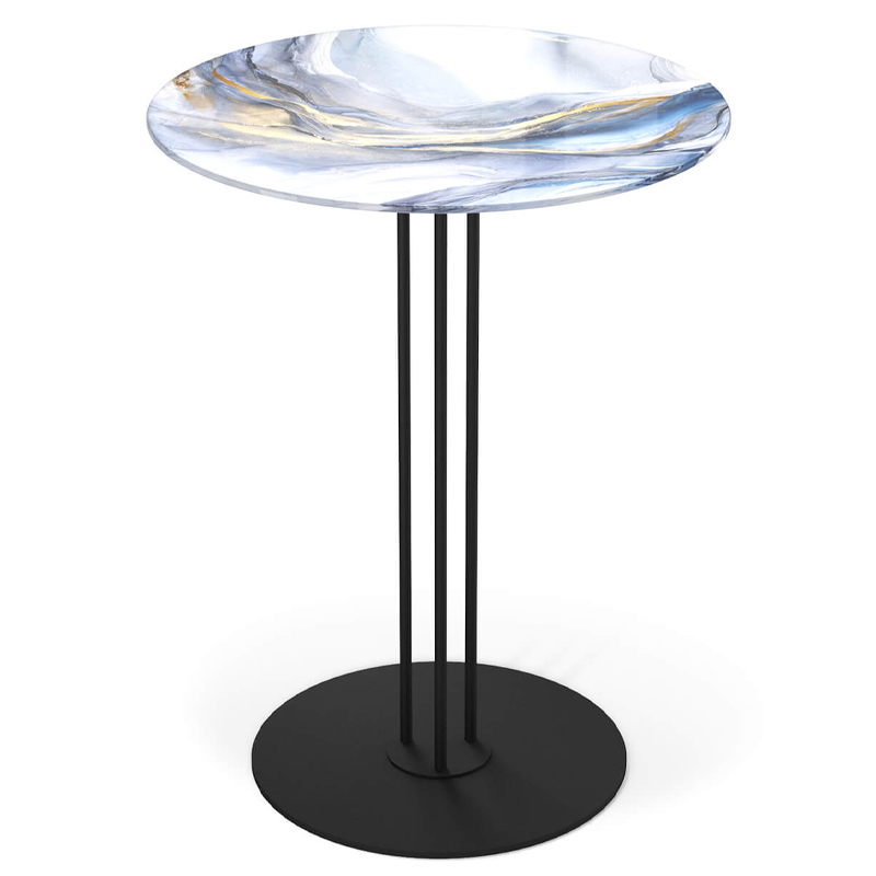 Стол журнальный с круглой бело-голубой столешницей из стекла White and Blue Marble Черный Белый Голубой Стол журнальный с круглой бело-голубой столешницей из стекла White and Blue Marble Черный Белый Голубой в Кирове | Loft Concept