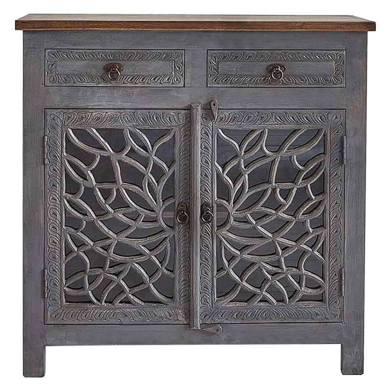 Комод Indian Antique White Furniture Chest of Drawers Rupa серый Серый Коричневый Прозрачное Стекло в Кирове | Loft Concept 