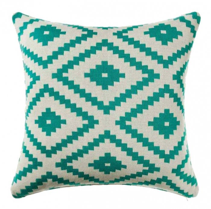 Подушка geometrical ornament бирюзовая Бирюзовый Подушка geometrical ornament бирюзовая Бирюзовый в Кирове | Loft Concept