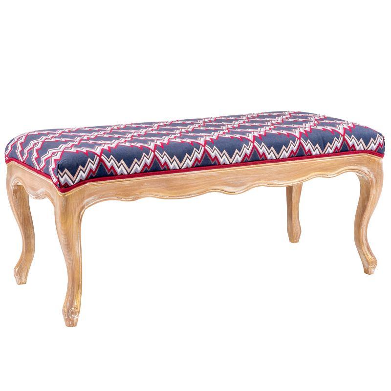 Банкетка Ikat Pattern с золотой патиной Золотой Синий Мульти Банкетка Ikat Pattern с золотой патиной Золотой Синий Мульти в Кирове | Loft Concept
