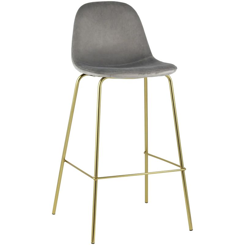 Барный Стул Archie Chair Серый Велюр Серый Золотой Барный Стул Archie Chair Серый Велюр Серый Золотой в Кирове | Loft Concept