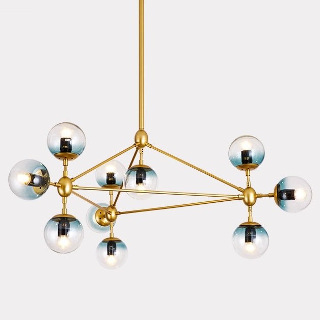 Люстра Modo Chandelier Globes Blue Ambre Gold Золотой Люстра Modo Chandelier Globes Blue Ambre Gold Золотой в Кирове | Loft Concept