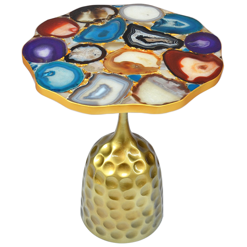 Приставной стол Cluster Surface Multicolor Agate Side Table Мульти Латунь Приставной стол Cluster Surface Multicolor Agate Side Table Мульти Латунь в Кирове | Loft Concept