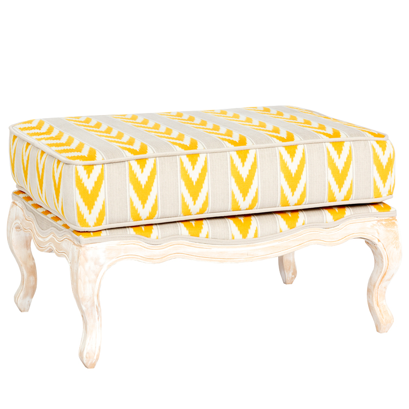 Пуф Ikat Pattern с желтым узором Белый Желтый Бежевый Пуф Ikat Pattern с желтым узором Белый Желтый Бежевый в Кирове | Loft Concept