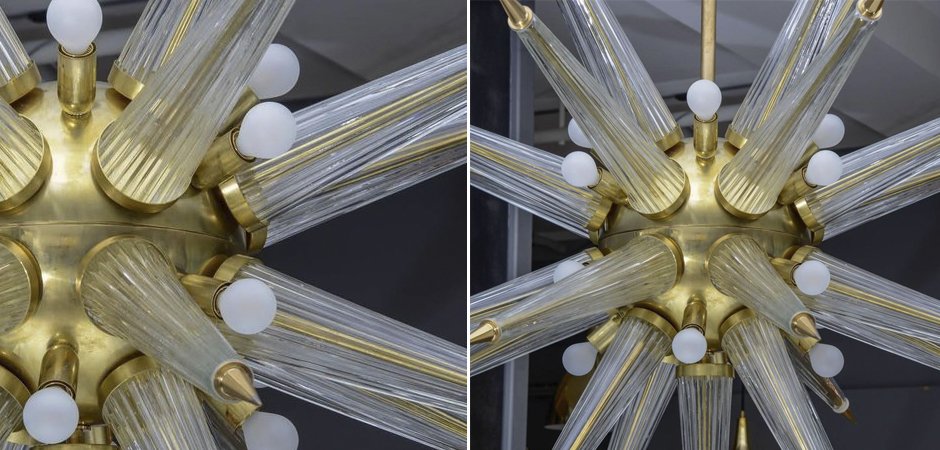 Люстра Brass Sputnik Chandelier with Murano Glass Spikes Люстра Brass Sputnik Chandelier with Murano Glass Spikes - Loft-Concept в Кирове