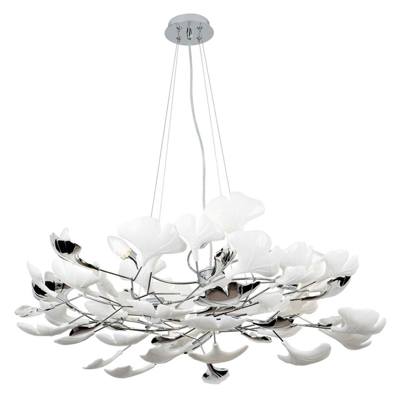 Декоративная люстра Wintery flover Silver с Белыми плафонами Серебряный Белый Декоративная люстра Wintery flover Silver с Белыми плафонами Серебряный Белый в Кирове | Loft Concept