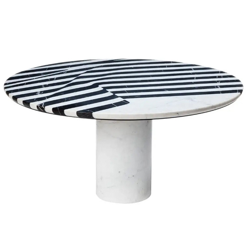 Обеденный стол Safwan Black and White Stripes Dining Table Черно-белый Белый Мрамор Bianco Черный Мрамор Nero Обеденный стол Safwan Black and White Stripes Dining Table Черно-белый Белый Мрамор Bianco Черный Мрамор Nero в Кирове | Loft Concept