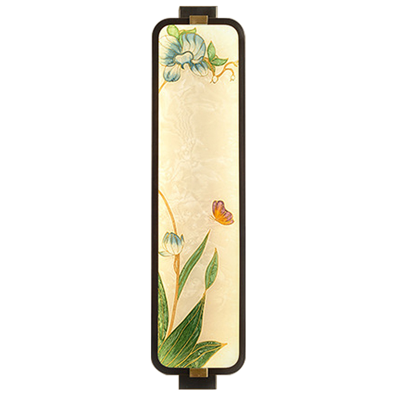 Настенный светильник Blue Flowers Butterfly Oriental Scenes Wall Lamp Мульти Бежевый Темная медь в Кирове | Loft Concept 