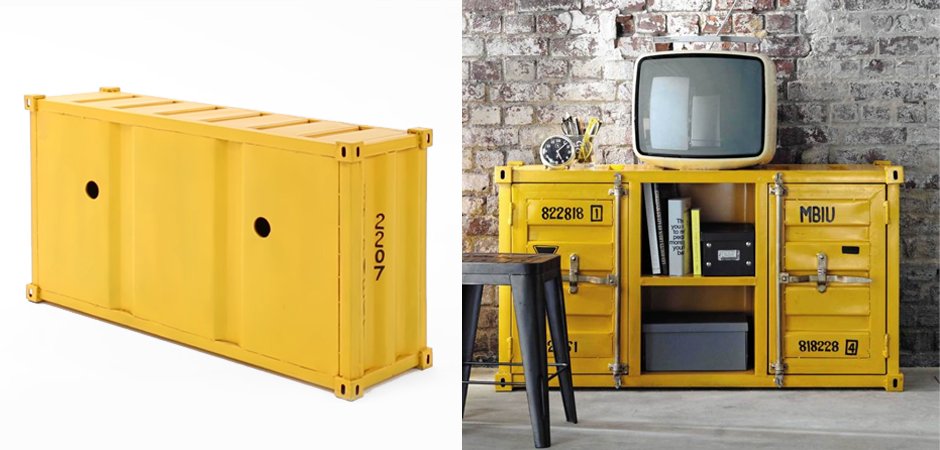 ТВ тумба морской контейнер Loft TV container yellow ТВ тумба морской контейнер Loft TV container yellow - Loft-Concept в Кирове