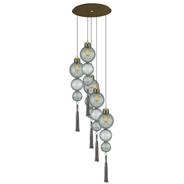 Люстра Heathfield Lighting - Medina Circle 5 Chandelier Хром Латунь Прозрачный Коричневый Голубой Люстра Heathfield Lighting - Medina Circle 5 Chandelier Хром Латунь Прозрачный Коричневый Голубой в Кирове | Loft Concept
