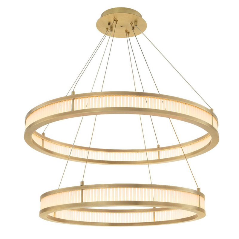 Люстра Eichholtz Chandelier Damien Double Brass Латунь Античная полированная Белое матовое стекло Люстра Eichholtz Chandelier Damien Double Brass Латунь Античная полированная Белое матовое стекло в Кирове | Loft Concept