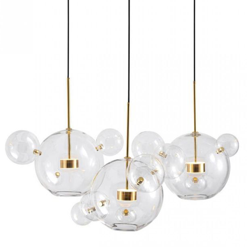 Светодиодный светильник Giopato & Coombes Bubble Chandelier Linear Circle 3 плафона Белый Золотой Прозрачное Стекло Светодиодный светильник Giopato & Coombes Bubble Chandelier Linear Circle 3 плафона Белый Золотой Прозрачное Стекло в Кирове | Loft Concept