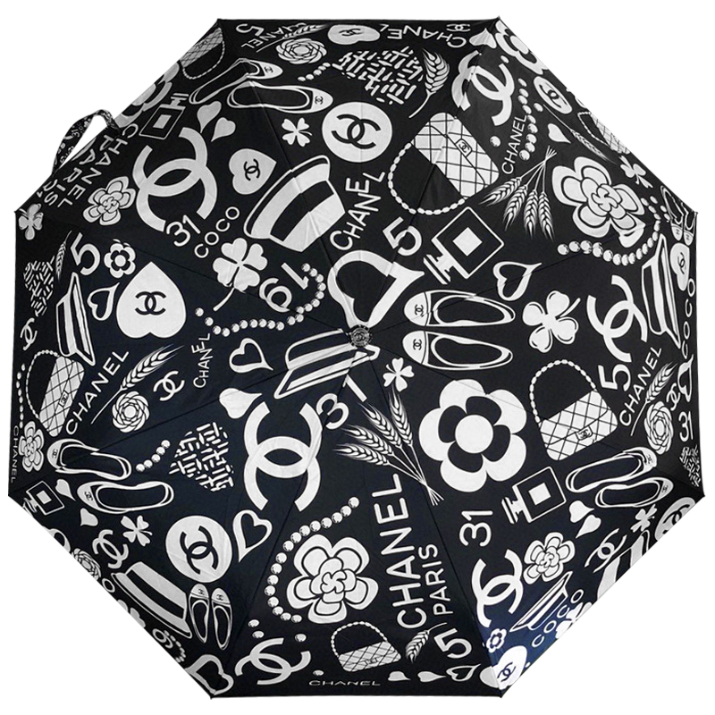 Зонт раскладной CHANEL дизайн 009 Черный цвет Черный Белый Зонт раскладной CHANEL дизайн 009 Черный цвет Черный Белый в Кирове | Loft Concept