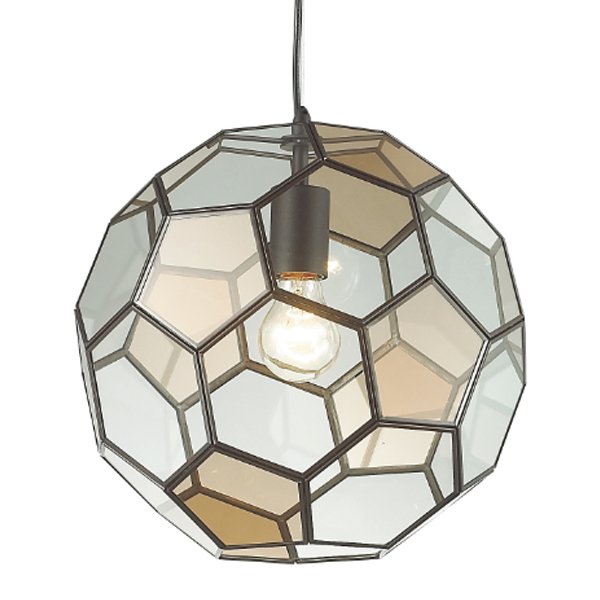 Подвесной светильник Glass & Metal Cage Pendant Globe Multi Прозрачное Стекло Янтарь (Amber) Черный в Кирове | Loft Concept 