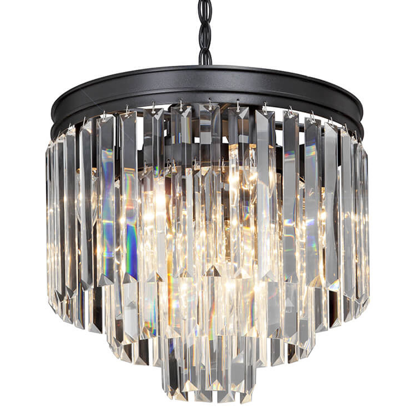 Люстра ODEON CLEAR GLASS 3-TIER Black Прозрачное стекло D 36 Черный Люстра ODEON CLEAR GLASS 3-TIER Black Прозрачное стекло D 36 Черный в Кирове | Loft Concept