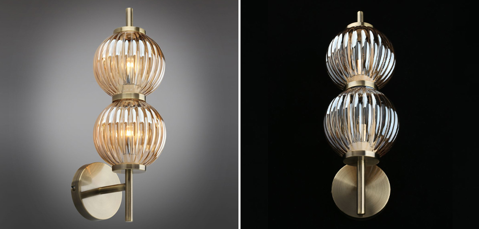 Бра Shell Beads с янтарным стеклом Бра Shell Beads с янтарным стеклом - Loft-Concept в Кирове