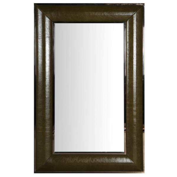 Зеркало настенное Leather Lux Mirror Square Oliva Оливковый Зеркало настенное Leather Lux Mirror Square Oliva Оливковый в Кирове | Loft Concept