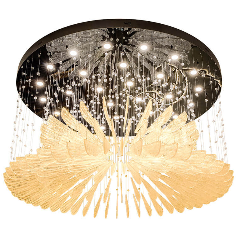 Большая круглая люстра с подвесками лепестки Gold Leaf Fall Light Chandelier Бронза Прозрачное Стекло Большая круглая люстра с подвесками лепестки Gold Leaf Fall Light Chandelier Бронза Прозрачное Стекло в Кирове | Loft Concept