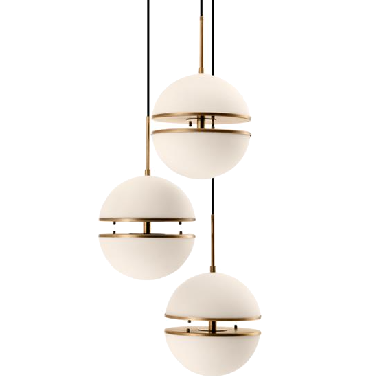 Люстра Hanging Lamp Spiridon Triple Латунь Античная полированная Белый Люстра Hanging Lamp Spiridon Triple Латунь Античная полированная Белый в Кирове | Loft Concept