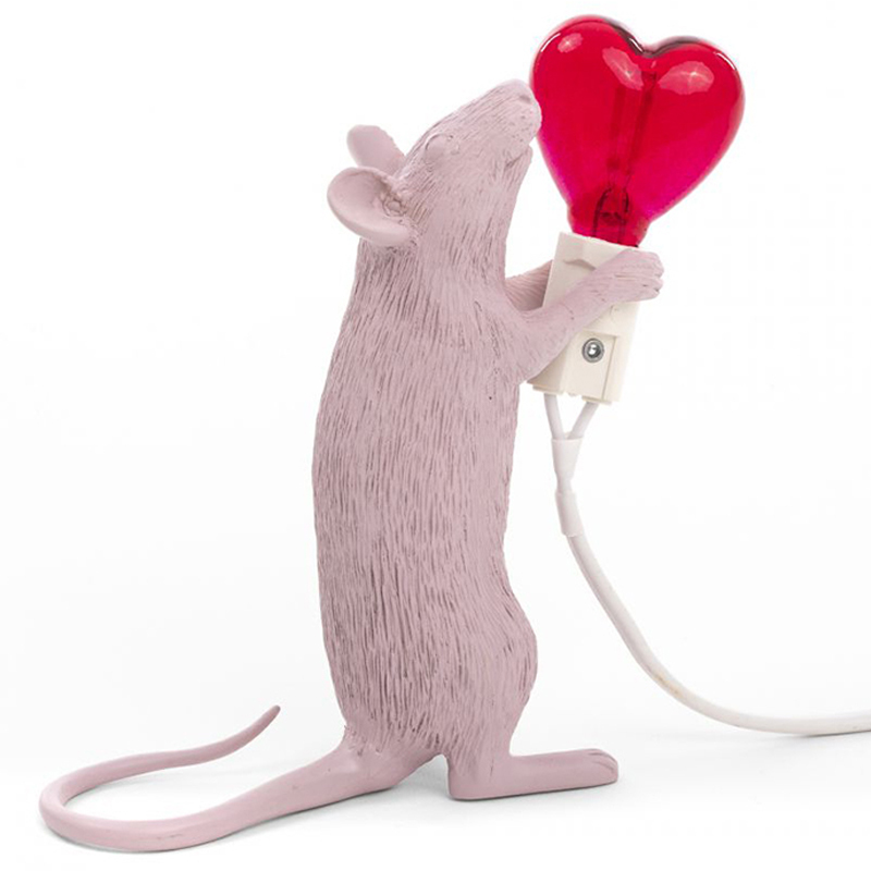 Настольная лампа Seletti Mouse Step Love USB Белый Красный Настольная лампа Seletti Mouse Step Love USB Белый Красный в Кирове | Loft Concept