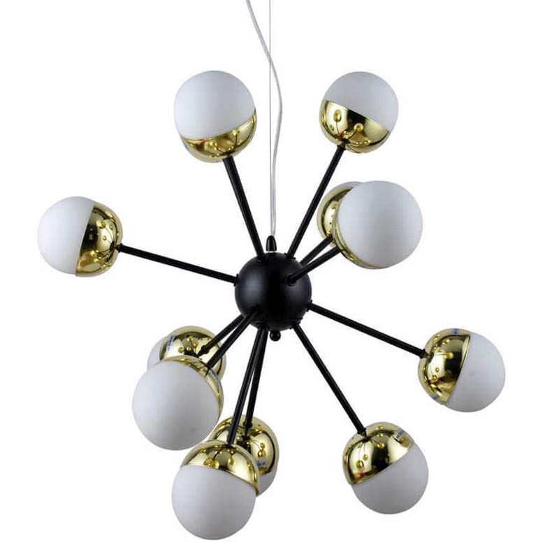 Люстра Sputnik White and Gold Globe Chandelier 12 Черный Золотой Белый Люстра Sputnik White and Gold Globe Chandelier 12 Черный Золотой Белый в Кирове | Loft Concept