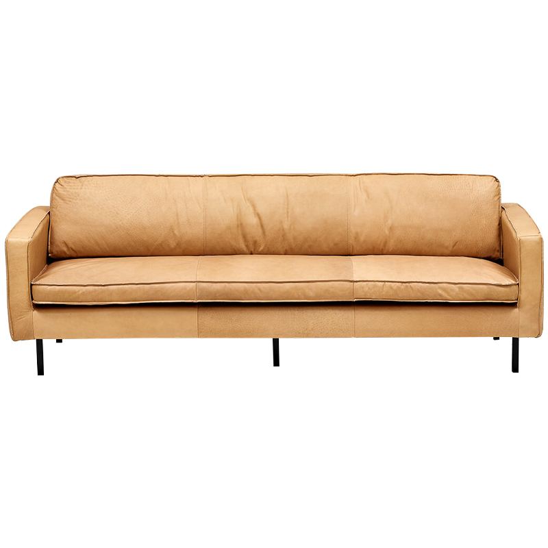 Диван кожаный Adrian Beige Leather Sofa Бежевый Черный Диван кожаный Adrian Beige Leather Sofa Бежевый Черный в Кирове | Loft Concept