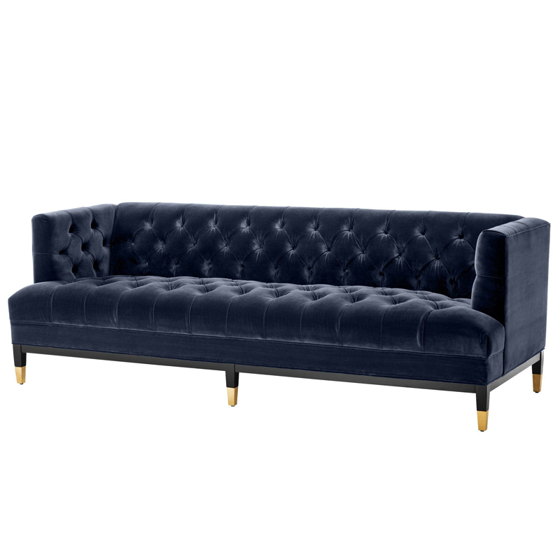 Диван Eichholtz Sofa Castelle midnight blue Темно-синий Черный Латунь Диван Eichholtz Sofa Castelle midnight blue Темно-синий Черный Латунь в Кирове | Loft Concept