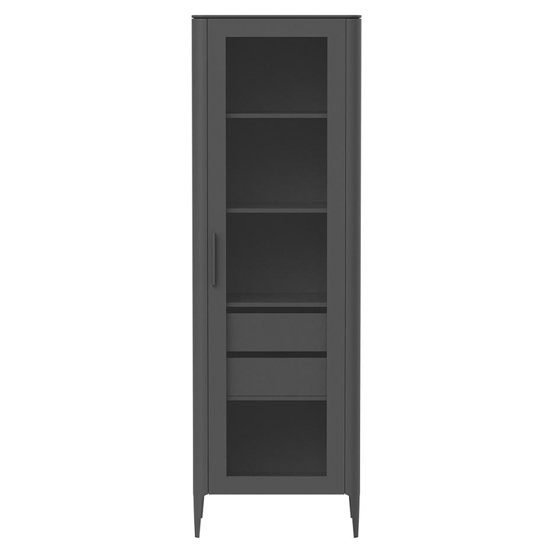 Витрина темно-серая со стеклянной дверью с 4-мя полками и 2-мя ящиками Type  Серый в Кирове | Loft Concept 