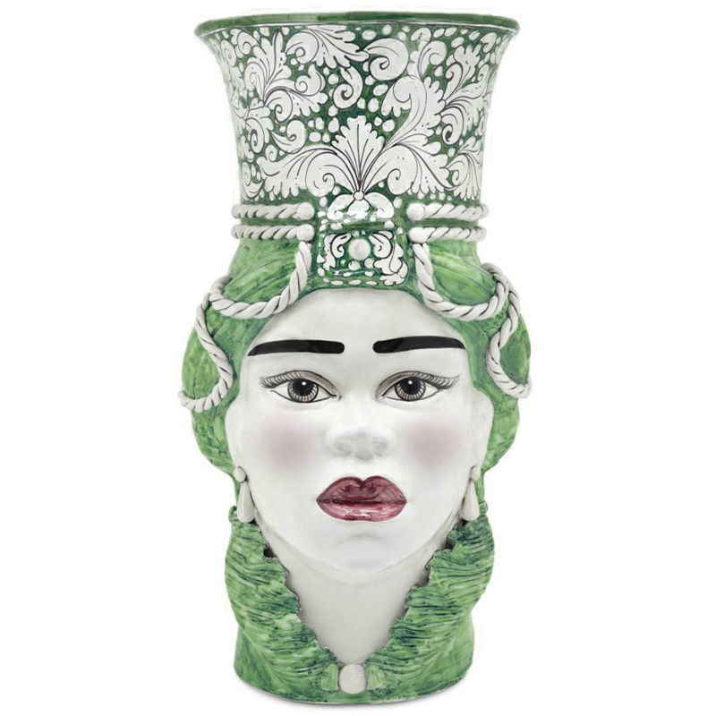 Ваза Vase Moro Lady Giant Ornate Green Зеленый Белый Ваза Vase Moro Lady Giant Ornate Green Зеленый Белый в Кирове | Loft Concept